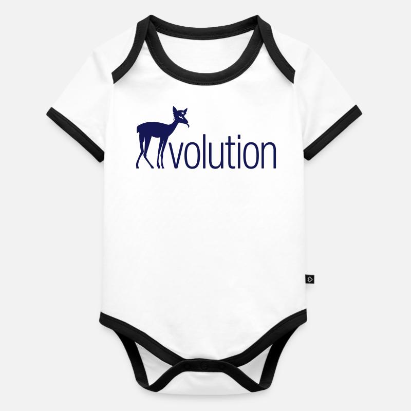 REHvolution Revolution - Baby Bio-Kurzarm-Kontrastbody - Weiß/Schwarz 
