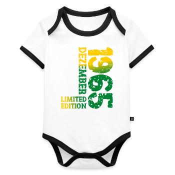 1965 December Limited Edition 58th Birthday Decoration - Organic Baby Contrasting Bodysuit - white/black  - Front