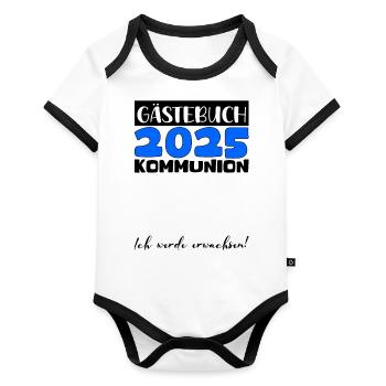 Communion 2025 Guest Book Gift Girls Boys - Organic Baby Contrasting Bodysuit - white/black  - Front