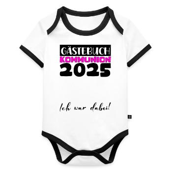 Communion 2025 Guest Book Gift Girls Boys - Organic Baby Contrasting Bodysuit - white/black  - Front