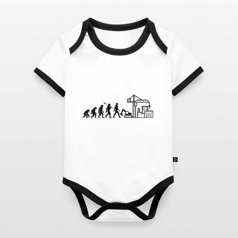 Evolution - Construction Site - Construction Worker Organic Baby Contrasting Bodysuit