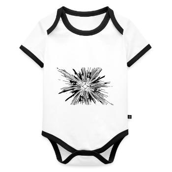 Vektor stänk explosion - Ekologisk kontrastfärgad kortärmad babybody - vit/svart  - Fram
