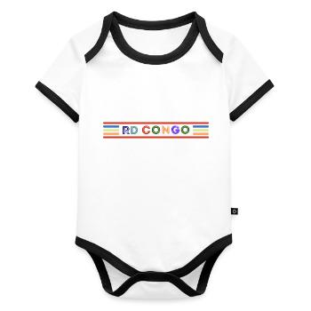DR KONGO - Baby Bio-Kurzarm-Kontrastbody - Weiß/Schwarz  - Vorne