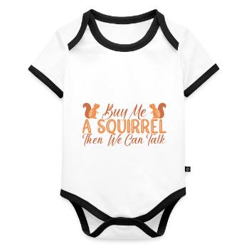 Eichhörnchen - Baby Bio-Kurzarm-Kontrastbody - Weiß/Schwarz  - Vorne