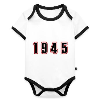 Numéro de l’année 1945 - Body Bébé bio contrasté manches courtes - blanc/noir  - Devant