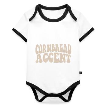 Cornbread Accent Southern Girls Funny Cowboy - Organic Baby Contrasting Bodysuit - white/black  - Front