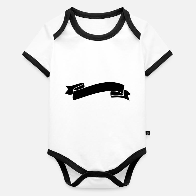 Élément de ruban icône banderole - Body Bébé bio contrasté manches courtes - blanc/noir 