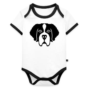 Saint Bernard - Organic Baby Contrasting Bodysuit - white/black  - Front