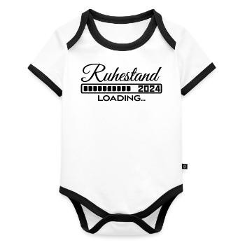 Ruhestand 2024 loading - Baby Bio-Kurzarm-Kontrastbody - Weiß/Schwarz  - Vorne