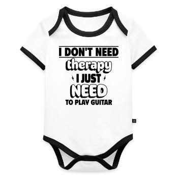 I just need to play guitar - Organic Baby Contrasting Bodysuit - white/black  - Front