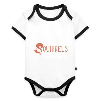 Eichhörnchen - Baby Bio-Kurzarm-Kontrastbody - Weiß/Schwarz  - Vorne
