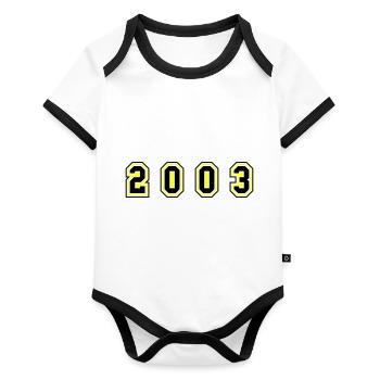 2003 Year Number - Organic Baby Contrasting Bodysuit - white/black  - Front