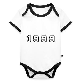 Numéro de l’année 1999 - Body Bébé bio contrasté manches courtes - blanc/noir  - Devant