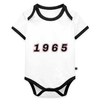 1965 Year Number - Organic Baby Contrasting Bodysuit - white/black  - Front