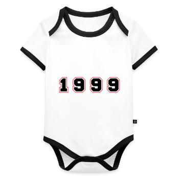 Numéro de l’année 1999 - Body Bébé bio contrasté manches courtes - blanc/noir  - Devant