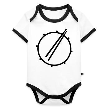 Snare & Sticks - Baby Bio-Kurzarm-Kontrastbody - Weiß/Schwarz  - Vorne