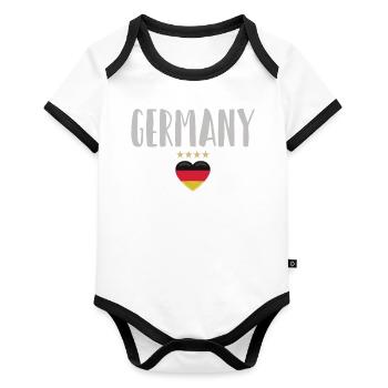 Allemagne Maillot de football Drapeau allemand - Body Bébé bio contrasté manches courtes - blanc/noir  - Devant