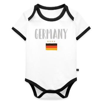 Allemagne Maillot de football Drapeau allemand - Body Bébé bio contrasté manches courtes - blanc/noir  - Devant