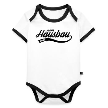 Team House Construction 2023 Home Construction Site Owner - Organic Baby Contrasting Bodysuit - white/black  - Front