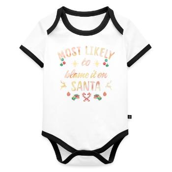 most likely to blame it on Santa - Organic Baby Contrasting Bodysuit - white/black  - Front