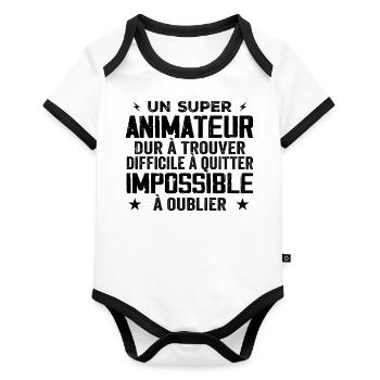 Super animateur - Body Bébé bio contrasté manches courtes - blanc/noir  - Devant