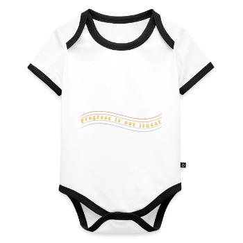 Progress Is Not Linear Special Education Teacher - Baby Bio-Kurzarm-Kontrastbody - Weiß/Schwarz  - Vorne