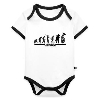 Tenorhorn Blasmusik Tenorhornisten Orchester - Baby Bio-Kurzarm-Kontrastbody - Weiß/Schwarz  - Vorne
