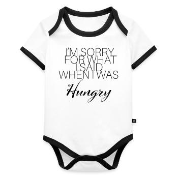 HUNGRY FUNNY COOL - Body Bébé bio contrasté manches courtes - blanc/noir  - Devant