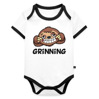 Grinning Funny Graphic - Organic Baby Contrasting Bodysuit - white/black  - Front