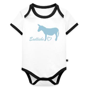 Eselliebe - Baby Bio-Kurzarm-Kontrastbody - Weiß/Schwarz  - Vorne