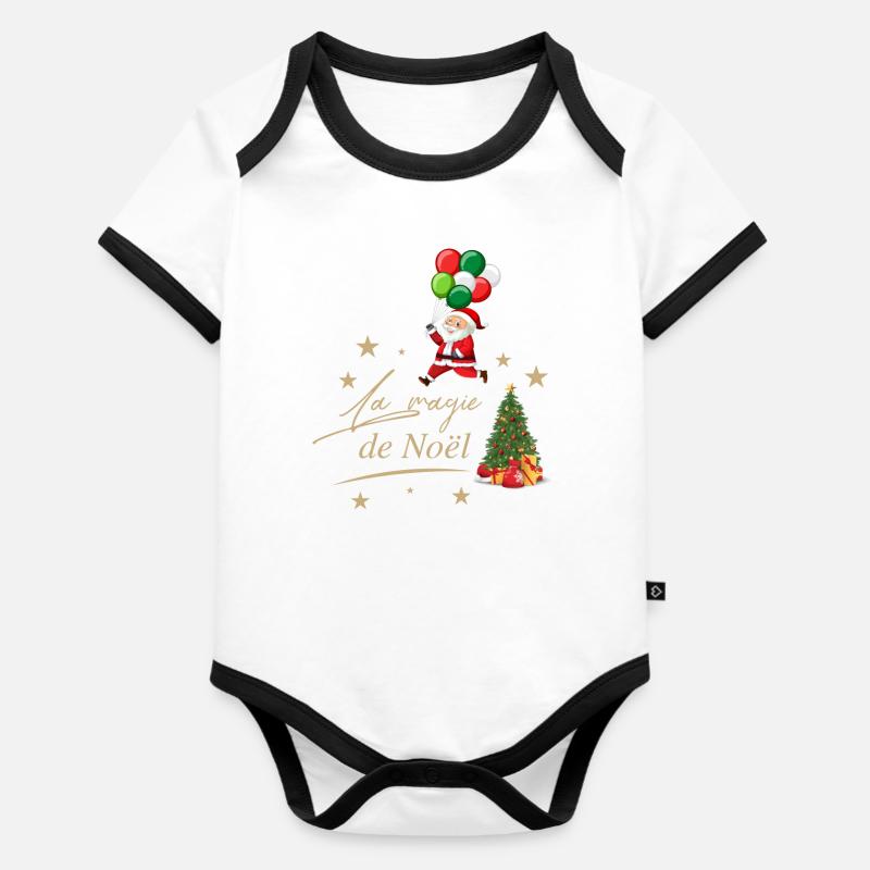 NOEL - Baby Bio-Kurzarm-Kontrastbody - Weiß/Schwarz