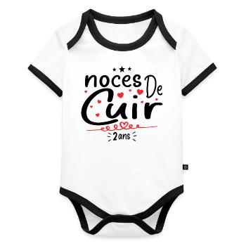 Noces de Cuir - Body Bébé bio contrasté manches courtes - blanc/noir  - Devant