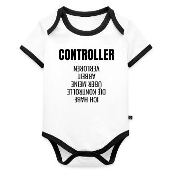 Idée cadeau Contrôleur contrôlant l'administration des affaires - Body Bébé bio contrasté manches courtes - blanc/noir  - Devant