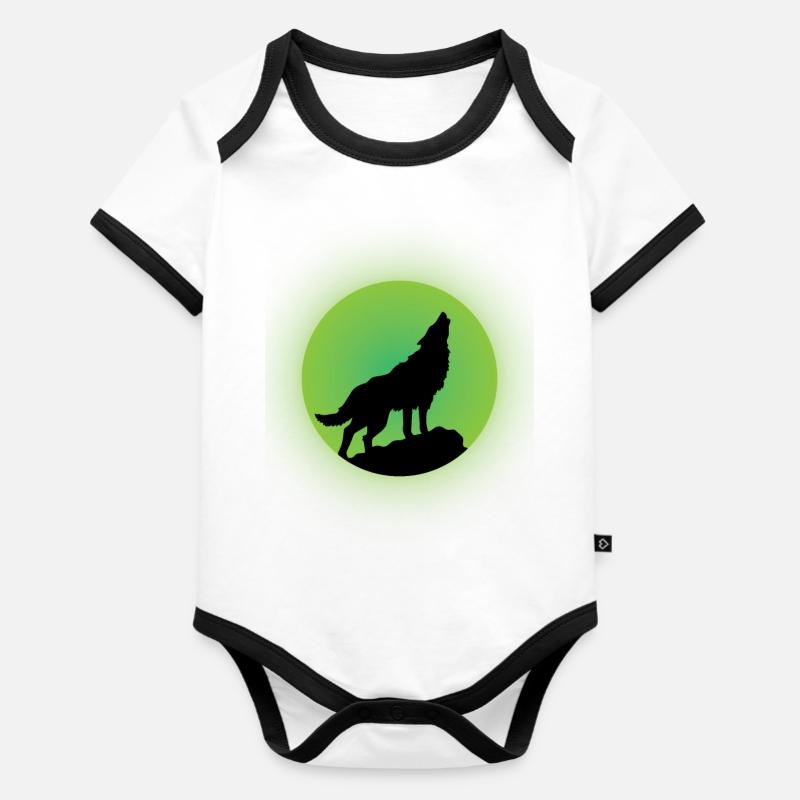 Wolf Glow - Organic Baby Contrasting Bodysuit - white/black 