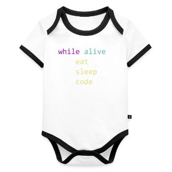 Eat Sleep Code Repeat - Organic Baby Contrasting Bodysuit - white/black  - Front
