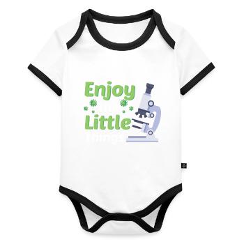 Microbiology Biology Student Biologist Laboratory - Organic Baby Contrasting Bodysuit - white/black  - Front
