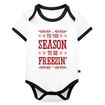 Winter Season - Organic Baby Contrasting Bodysuit - white/black  - Front