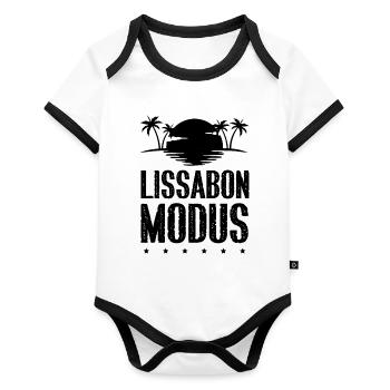 Lissabon Modus - Baby Bio-Kurzarm-Kontrastbody - Weiß/Schwarz  - Vorne