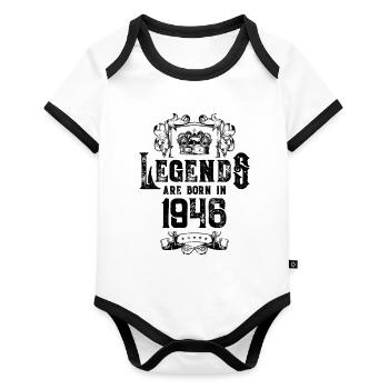 1946 legends birthday - Organic Baby Contrasting Bodysuit - white/black  - Front
