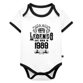 1989 legends geburtstag - Baby Bio-Kurzarm-Kontrastbody - Weiß/Schwarz  - Vorne
