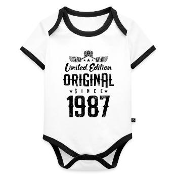 1987 limited edition - Organic Baby Contrasting Bodysuit - white/black  - Front