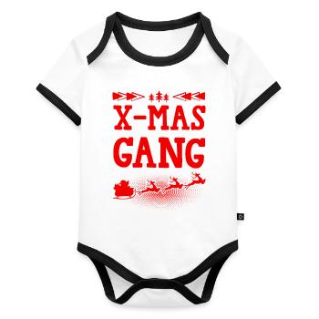 Gang de Noël - Body Bébé bio contrasté manches courtes - blanc/noir  - Devant