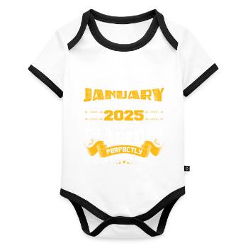 Legends were born in January 2025 | gift - Organic Baby Contrasting Bodysuit - white/black  - Front