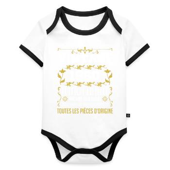 vintage 1960 | Toutes Les Pièces D'origine - Body Bébé bio contrasté manches courtes - blanc/noir  - Devant