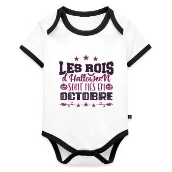 Les Rois D’halloween sont nés en octobre - Body Bébé bio contrasté manches courtes - blanc/noir  - Devant