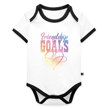 friendship Goals - Organic Baby Contrasting Bodysuit - white/black  - Front