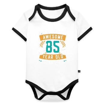 Voilà à quoi ressemble une personne géniale de 85 ans. - Body Bébé bio contrasté manches courtes - blanc/noir  - Devant