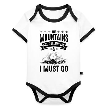 Mountains are Calling - Baby Bio-Kurzarm-Kontrastbody - Weiß/Schwarz  - Vorne