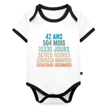 42 Ans Anniversaire - cadeau d'anniversaire - Body Bébé bio contrasté manches courtes - blanc/noir  - Devant