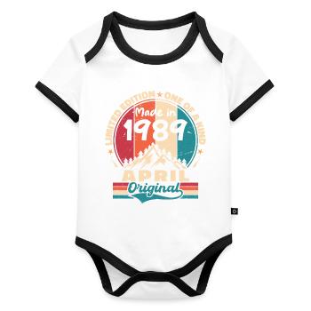 The legends were born in April 1989 Gift - Organic Baby Contrasting Bodysuit - white/black  - Front